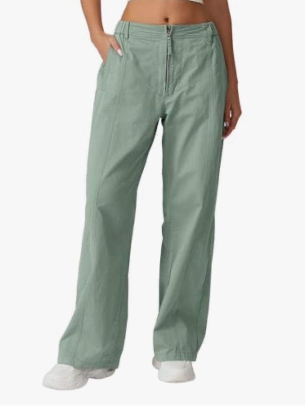 Wide Leg Sage Green Utility Pants